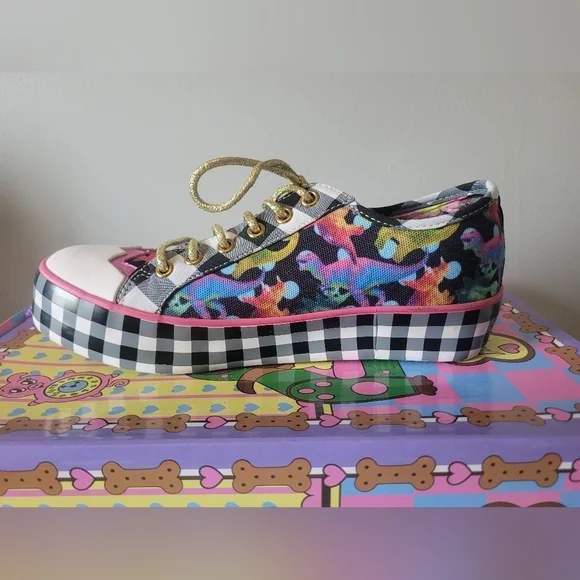 Irregular Choice Gingham Surprise Dino Sneakers, VGUC, Size 36 - Picture 7 of 12